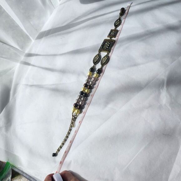 Designer Heidi Daus Statement Necklace CRYSTAL MULTI COLOR 12MM PEARL Tan Gold - Picture 9 of 12